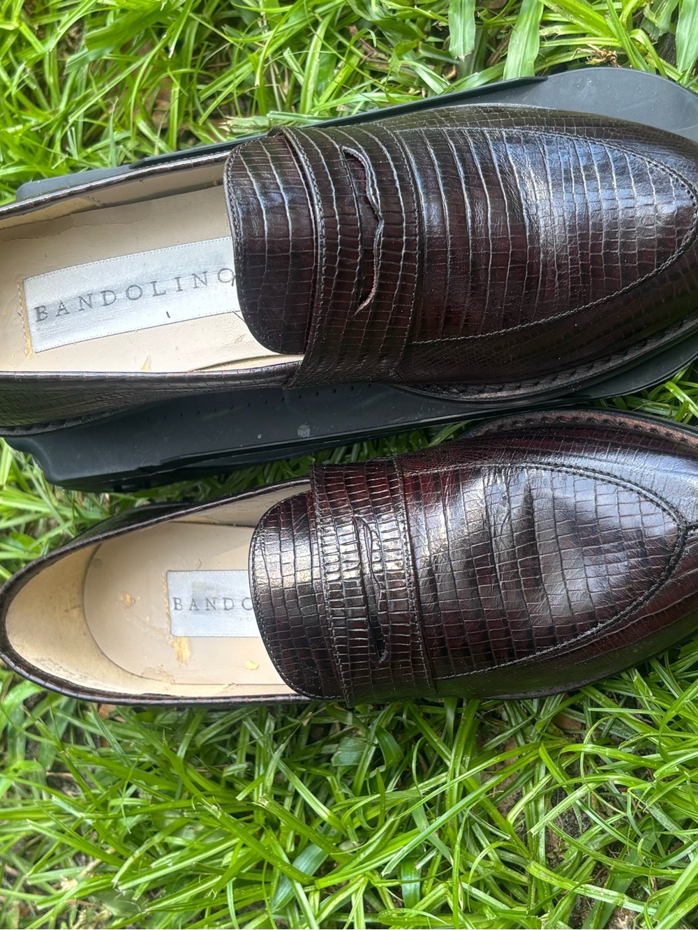 Bandolino Men’s Dark Brown Croc-Embossed Penny Loafers Size 5